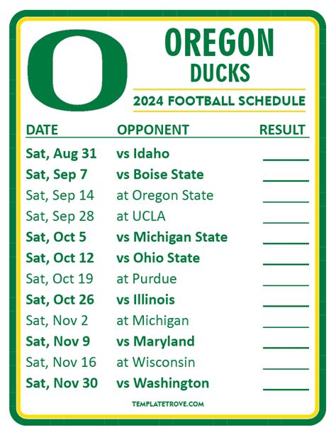 Printable 2024 Oregon Ducks Football Schedule