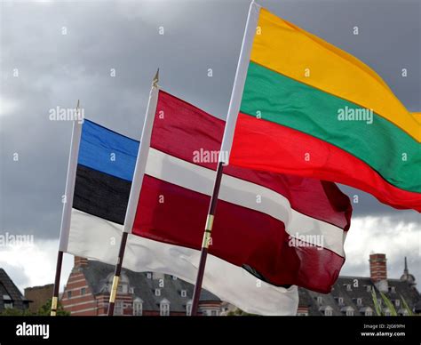 Three Baltic States national flags of Estonia, Latvia and Lithuania ...