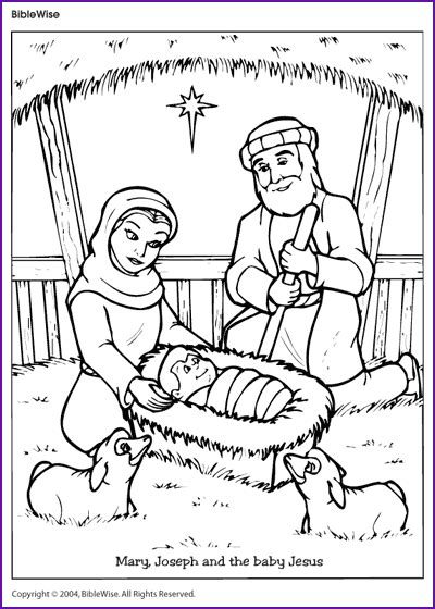 Coloring (Mary, Joseph and the Baby Jesus) - Kids Korner - BibleWise Nativity Coloring Pages ...