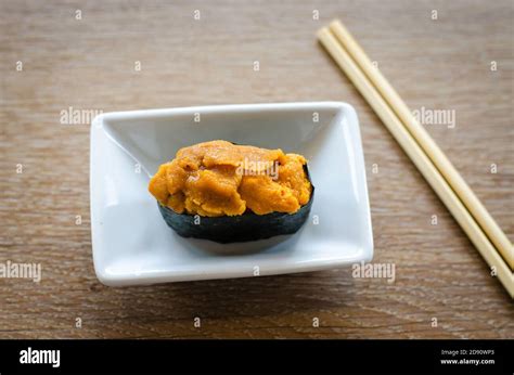 sea urchin eggs sushi Stock Photo - Alamy