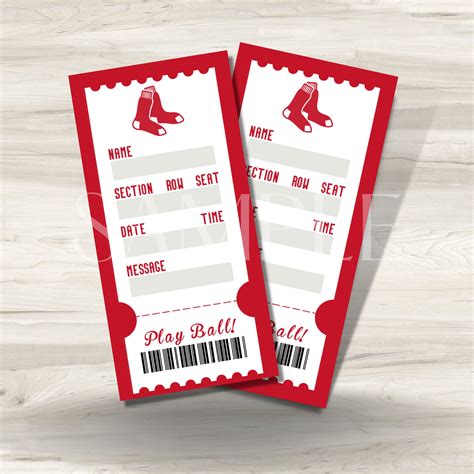 boston red sox game ticket gift voucher printable surprise baseball ...