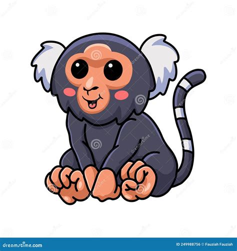 Cute Pygmy Marmoset Monkey Cartoon Sitting Vector Illustration ...