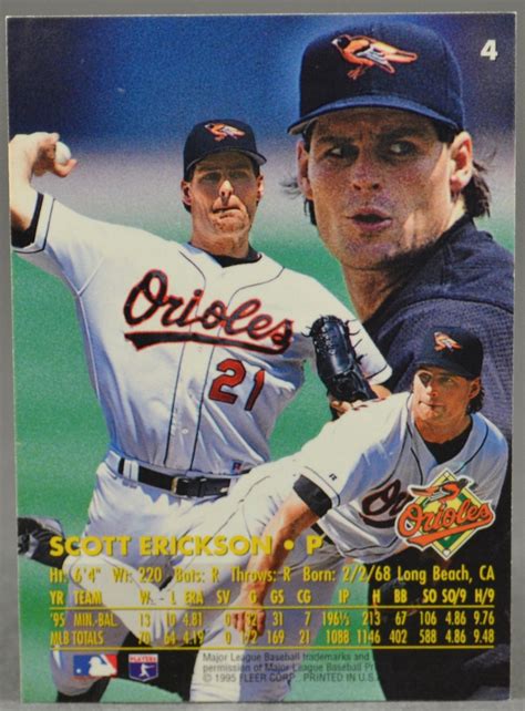 1996 Ultra Scott Erickson MLB #4 Baseball Trading Card Orioles