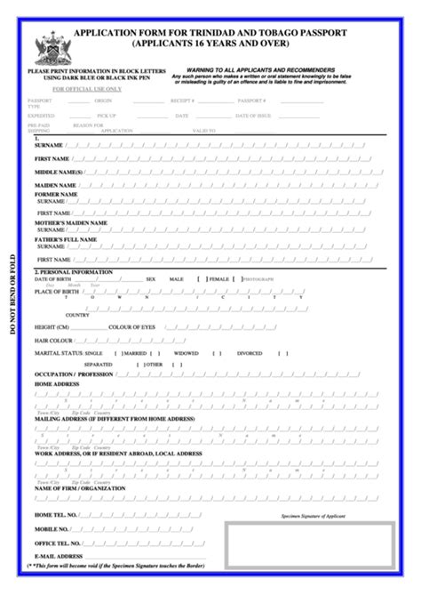 Application Form For Trinidad And Tobago Passport | Printable Form 2021