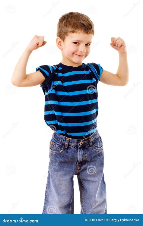 Strong Kid Showing the Muscles Stock Image - Image of preschooler ...