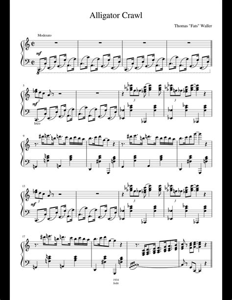 Alligator Crawl sheet music for Piano download free in PDF or MIDI