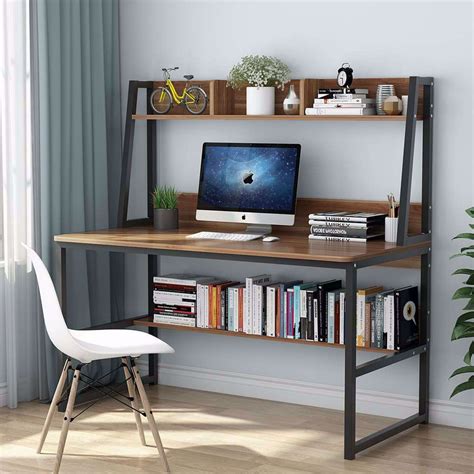 Tribesigns Computer Desk with Hutch and Bookshelf, 47 Inches Home Office Desk with Space Saving ...
