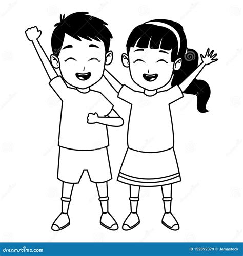Children Black And White Outline Clipart Smiling Little Boy Playing | Images and Photos finder