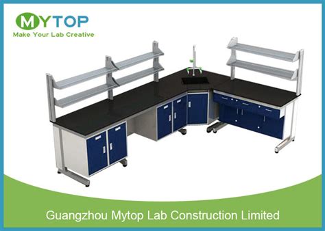 L Shape Hospital Lab Furniture Laboratory Desk With Plywood Cabinet ...