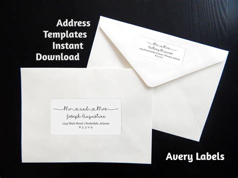 Address Template for Envelope Labels - Avery 2 x 4 & 1 x 2-5/8 - Wedding, Christmas, etc ...