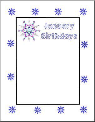 Border Paper: January Birthdays - Post students with January birthdays. Unlined paper with title ...