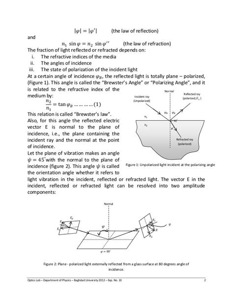 Polarization by reflection at a dielectric and verifying fresnel’s eq…