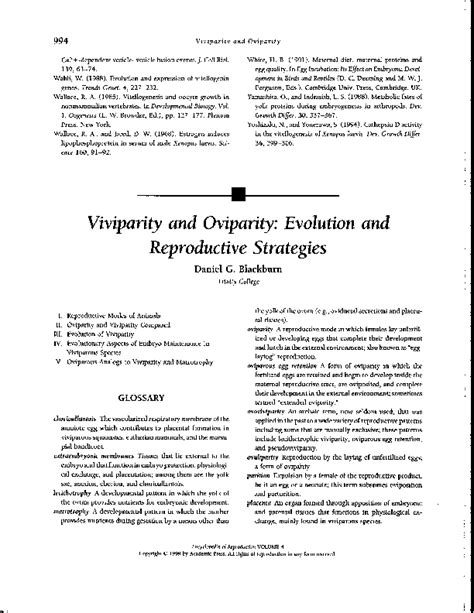 (PDF) Viviparity and oviparity: evolution and reproductive strategies | Daniel Blackburn ...