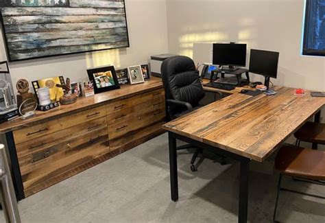 Buy Custom Reclaimed U-Shaped Computer Desk, Rustic Corner Desk ...