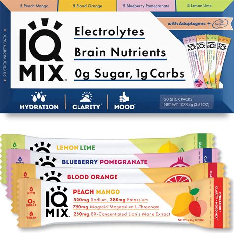 IQMIX Sugar Free Electrolyte Powder Packets - Keto Electrolytes with Lions Mane, Magnesium L ...