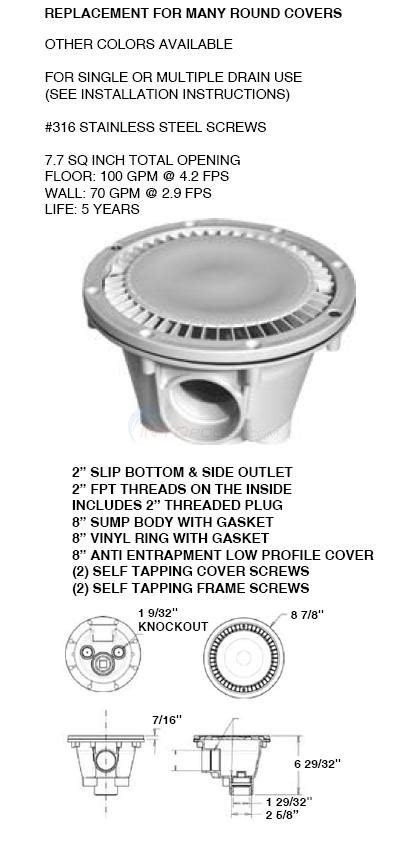 Aquastar Round 8" Main Drain Parts - INYOPools.com