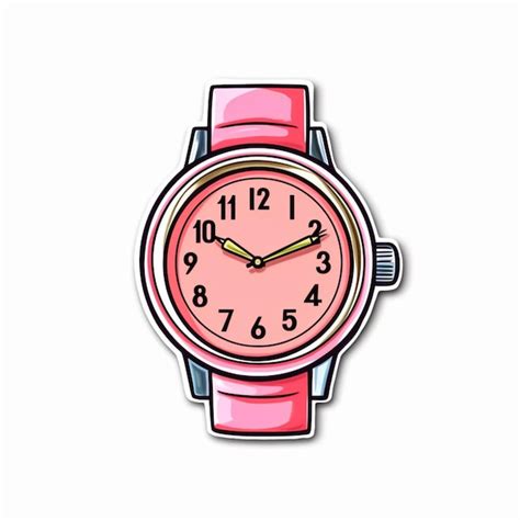 Premium AI Image | A close up of a pink watch with a yellow second hand ...