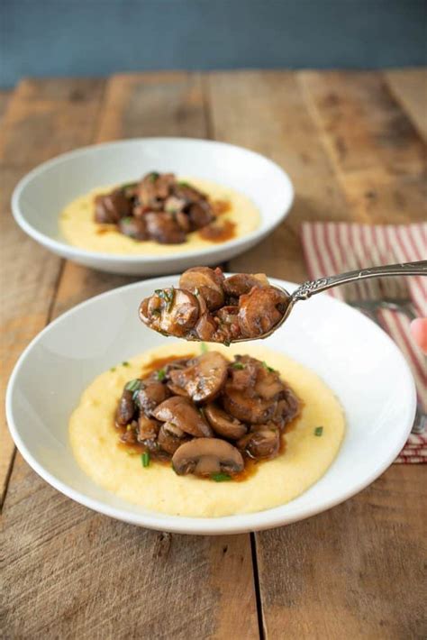 Mushroom Pancetta Ragu with Polenta - Culinary Ginger