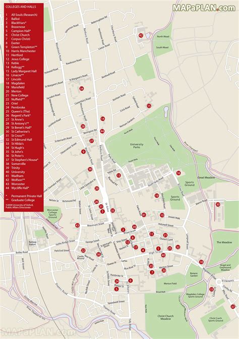 Oxford map - Map of Oxford University (England, UK) buildings, colleges (Keble), halls, sciance ...