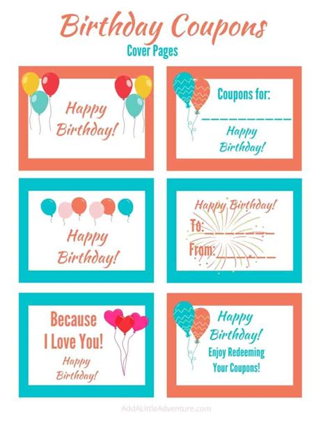 Printable Birthday Coupons - a DIY Birthday Gift Idea