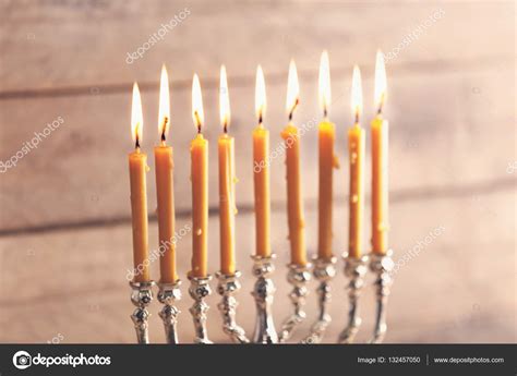 Menorah with candles for Hanukkah Stock Photo by ©belchonock 132457050