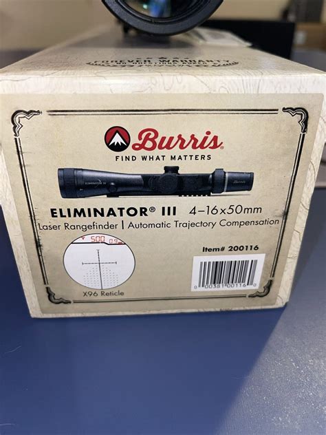 Burris Eliminator III 4-16x50mm Laser Scope - Black (200116) 381001160 ...