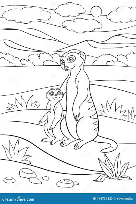 Meerkat Coloring Page For Kids Vector Illustration | CartoonDealer.com #236607378