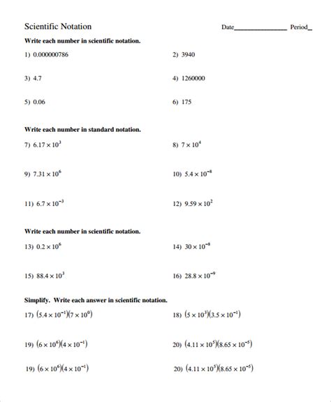 FREE 9+ Sample Scientific Notation Worksheet Templates in MS Word | PDF