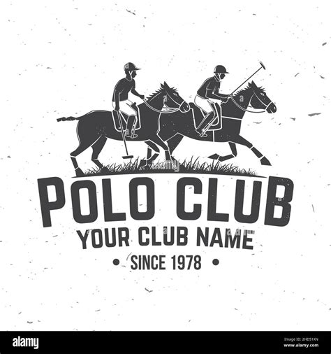 Polo club sport badge, patch, emblem, logo. Vector illustration. Vintage monochrome polo label ...