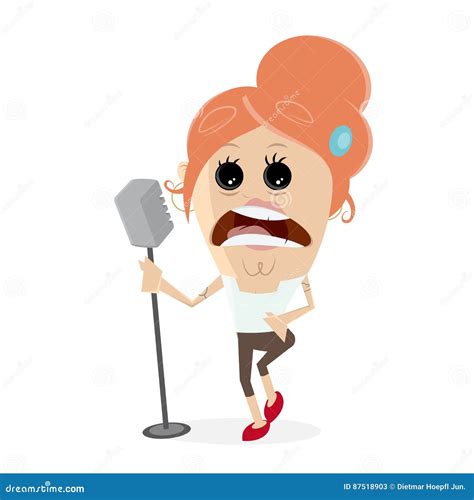 Female Singer on Microphone Clipart Stock Vector - Illustration of ...