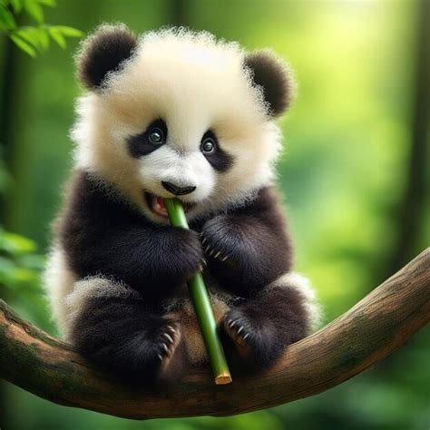 Premium AI Image | Cute Panda eating Bamboo