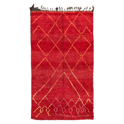 Large Mid-20th Century Vintage Moroccan Rug with Solid Variegated Red Background For Sale at 1stDibs