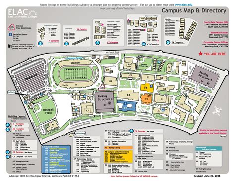 Elac map - East Los Angeles college campus map (California - USA)