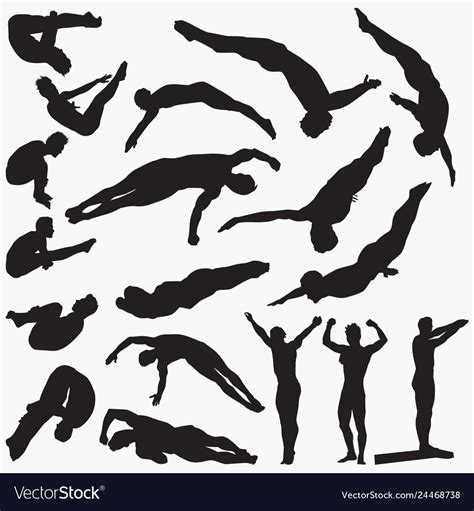 Diving man silhouettes Royalty Free Vector Image