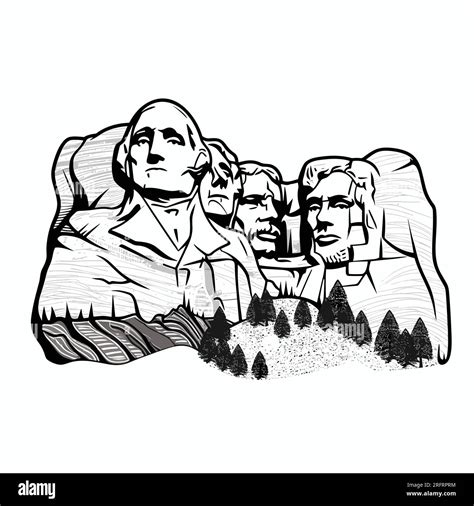 Mount Rushmore hand-drawn comic illustration. Mount Rushmore. Vector ...