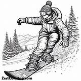 An Expert Snowboard Athlete On Winter Season Sport Coloring Page  sketch template