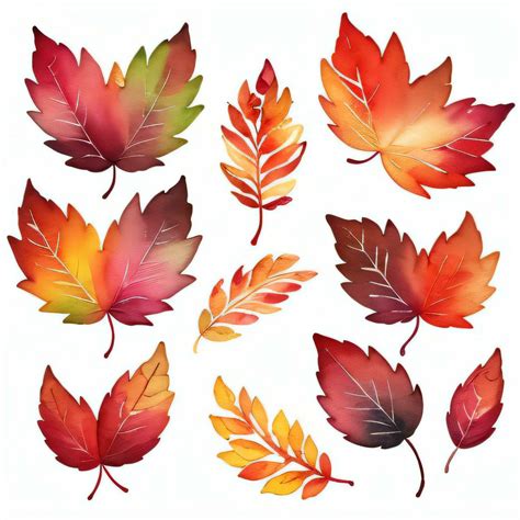 Watercolor Fall Leaves Clipart 29999406 Stock Photo at Vecteezy