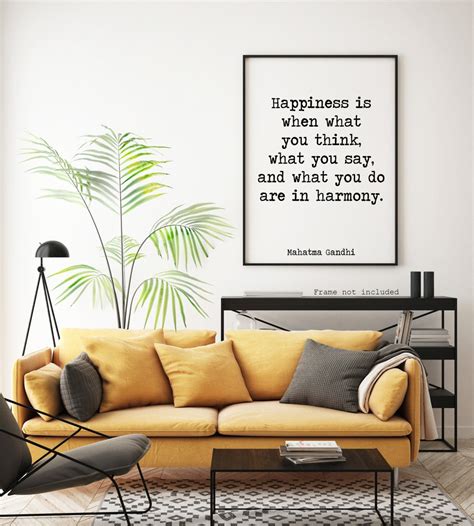 Gandhi Quote Happiness Print Happiness is When What You - Etsy