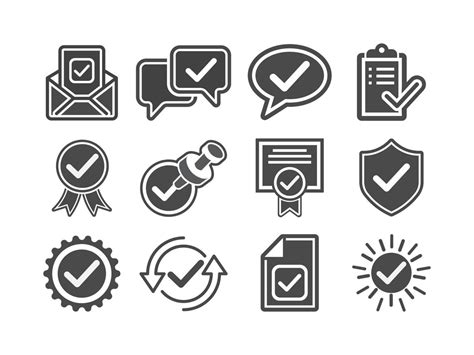 Simple Set of Approve Black White Vector Icons 16795139 Vector Art at Vecteezy