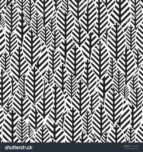 Seamless Black And White Leaf Pattern Stock Vector 115619389 : Shutterstock