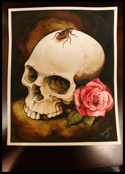 Skull And Roses Painting at PaintingValley.com | Explore collection of Skull And Roses Painting