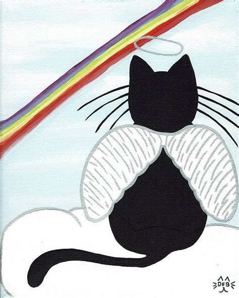 Black Cat Rainbow Bridge Painting by Deborah Martin | Pixels