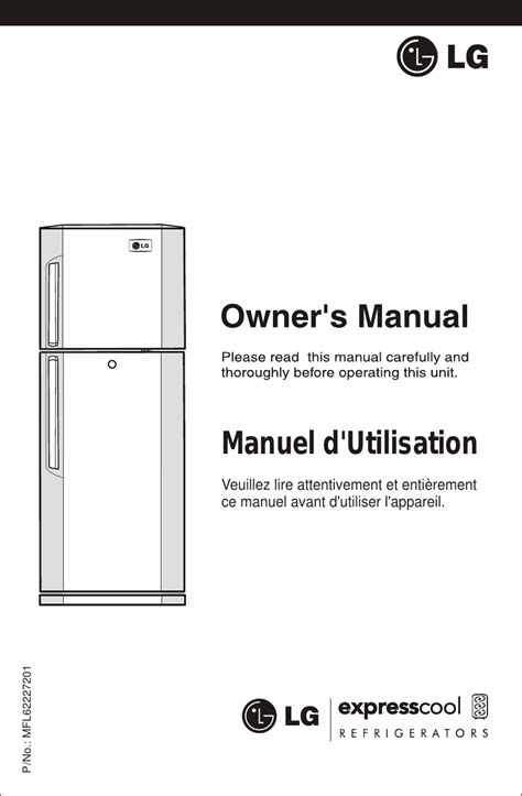 Lg Refrigerator Mfl62227201 Users Manual GR B252 VL Fridge Freezer Operating Instructions User ...