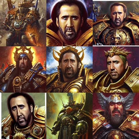 nicolas cage as God Emperor of Mankind, warhammer 40k, | Stable Diffusion