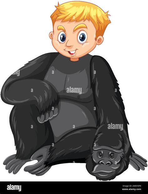 Boy wearing gorilla costume illustration Stock Vector Image & Art - Alamy