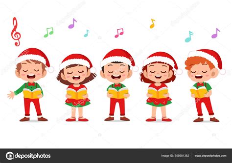Happy kids christmas sing musical Stock Vector by ©colorfuelstudio 305681382