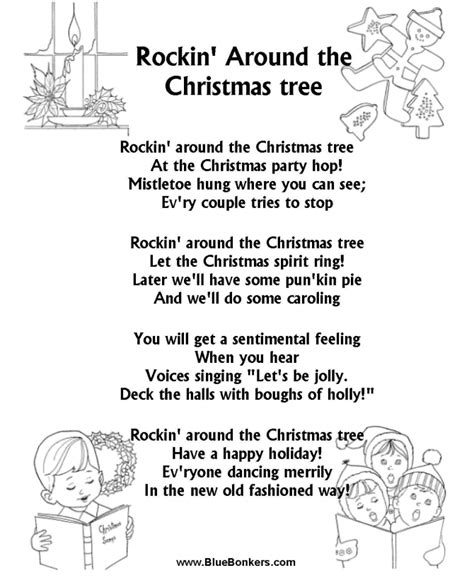 BlueBonkers: Rockin Around the Christmas Tree, Free Printable Christmas Carol Lyrics Sheets ...