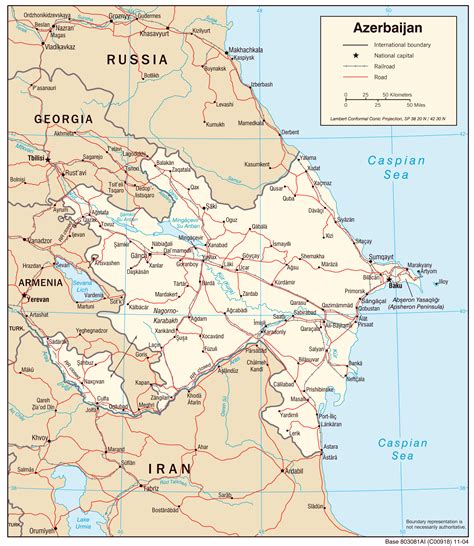 Large detailed political map of Azerbaijan with roads and major cities ...