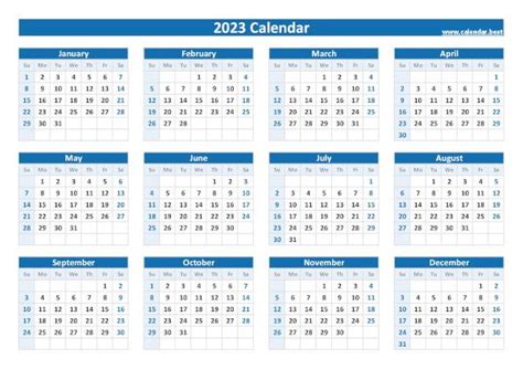 2023 Yearly Calendar Printable A3 - Free Printable Worksheet