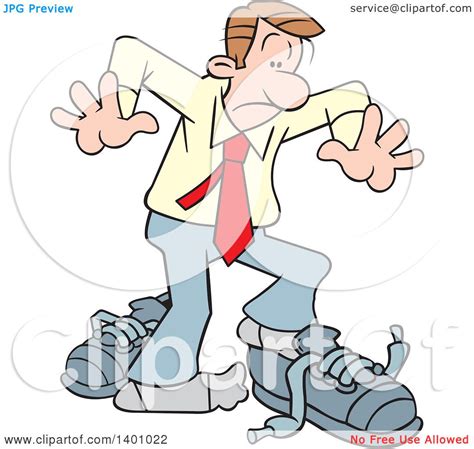 Clipart of a Cartoon Caucasian Business Man with Big Shoes to Fill ...